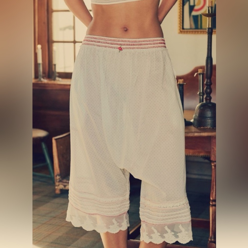 Free People Cream and Blush Polka Dot Lounge Harem Pants - Picture 3 of 13